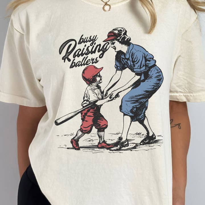Busy Raising Ballers Vintage Comfort Colors Tee for wholesale by Kissed Apparel