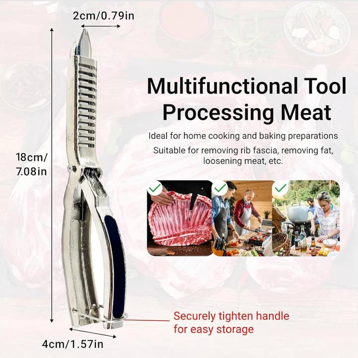 VIGOR - Wholesale Kitchen Tool/Gadget - Stainless Steel Rib Prep Tool Membrane Remover Ergonomic3