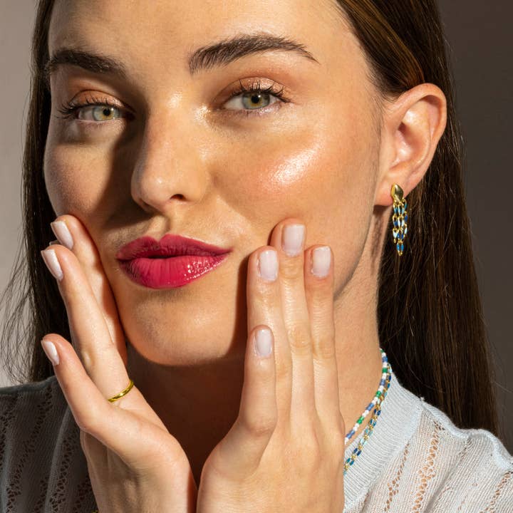 Luxenter - Wholesale Dangle Earrings - Pendientes Luxenter de Plata de Ley 925 y Lacado Azul acabado oro 18k - Shione1