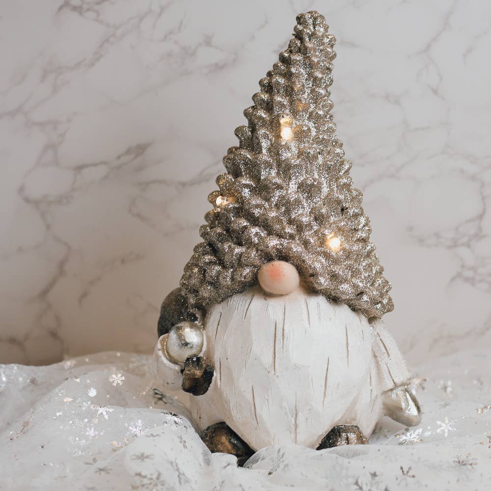 A Cheerful Giver - Wholesale Decorative Tabletop Object - Pinecone Gnome with LED Lights — Christmas, Holiday Decorations1