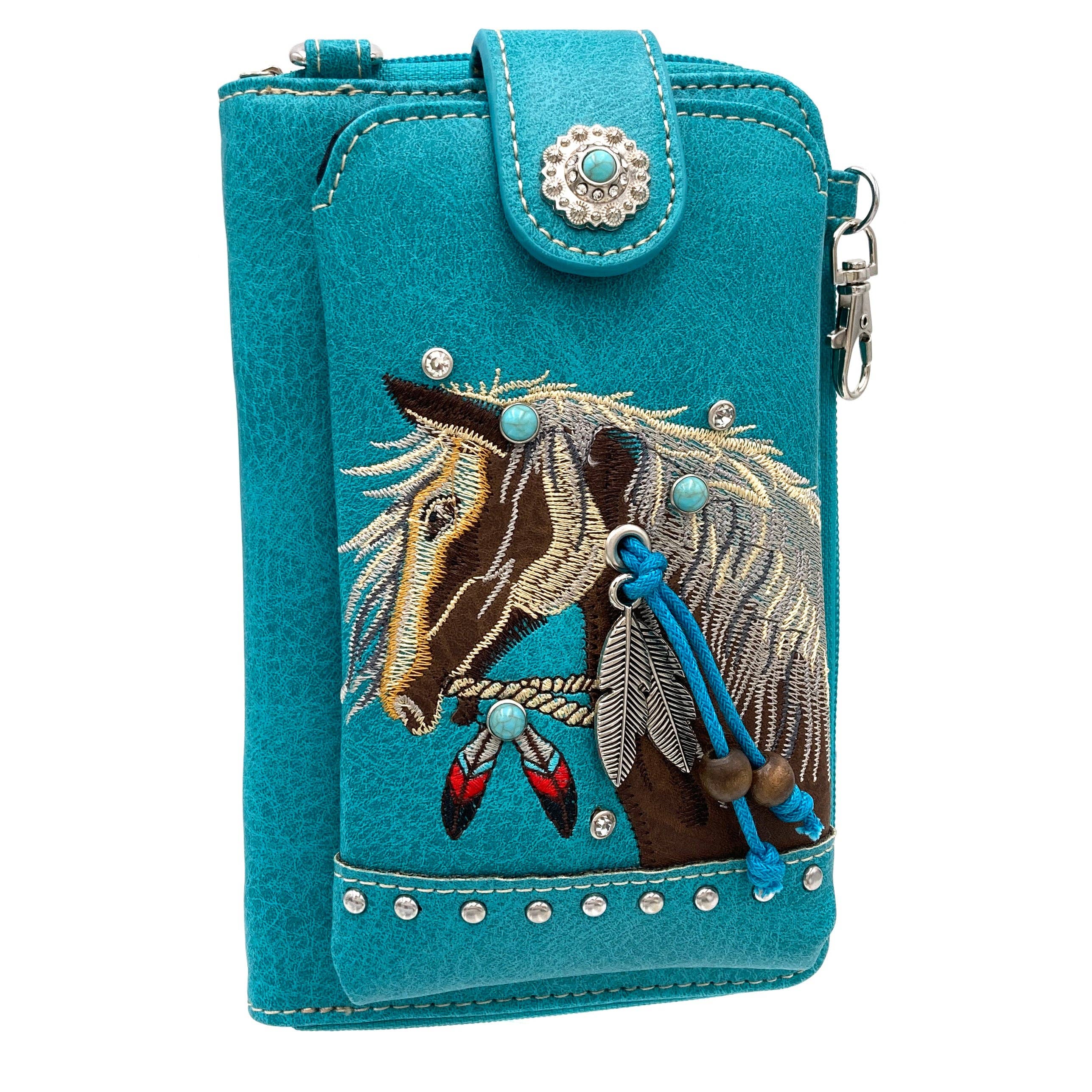 Lunar Deer - Wholesale Phone Wallet - Women's - Embroidered Horse Crossbody Western Phone Wallet0