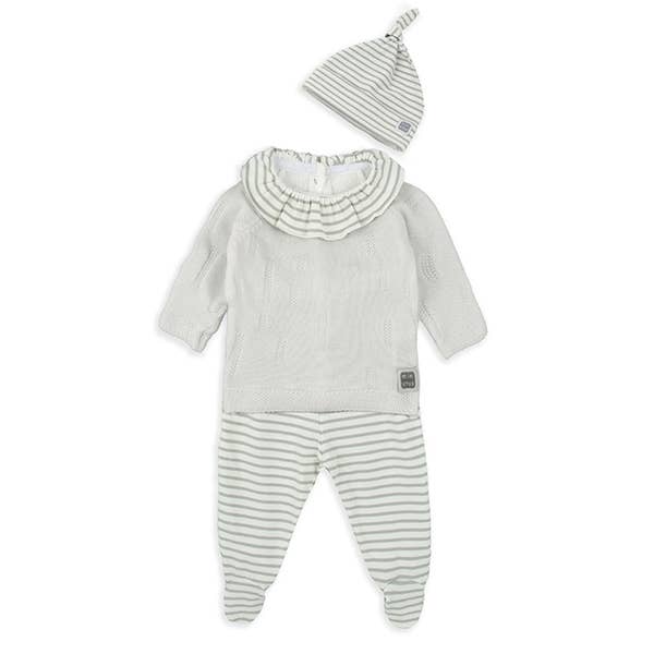 gris Ensemble Gris 3 Pièces avec Pull en Maille, Pantalon et Bonnet en vente sur Faire2