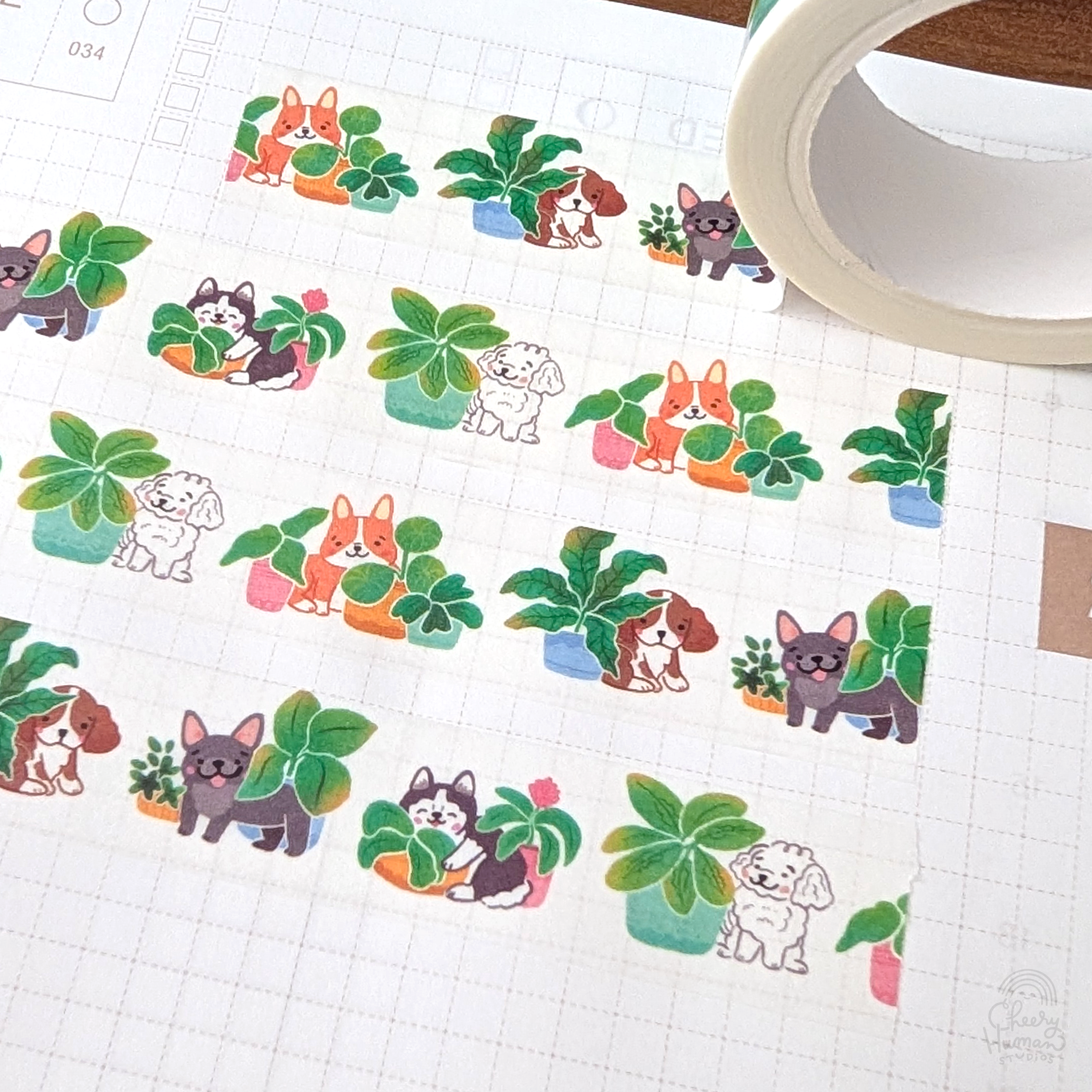 Cheery Human Studios - Wholesale Washi Tape - Dogs & Plants - Washi Tape1