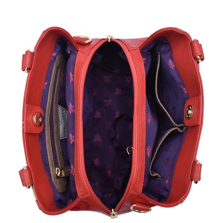 Anuschka | Vanya Lara (USA) - Wholesale Satchel - Women's - Hand-Painted Leather Multi Compartment Satchel - 6903