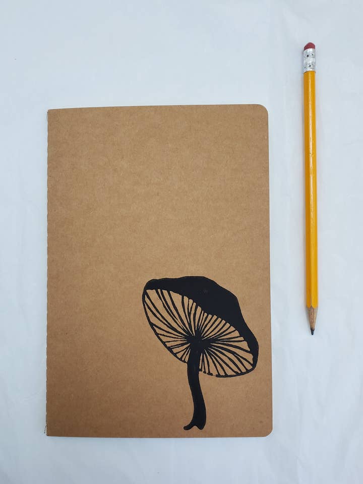 Mushroom Linocut Journal for wholesale by Maple Moon Designs
