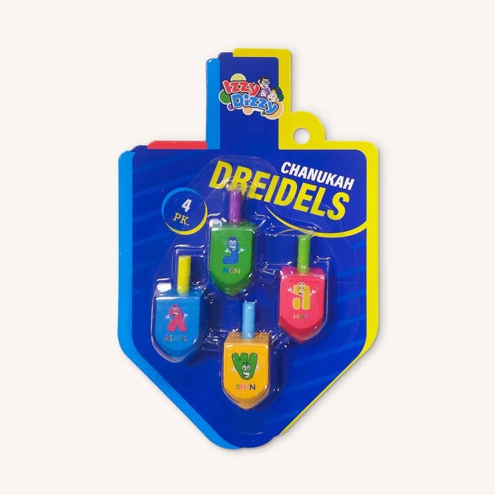 Dreidels en bois, taille M, imprimé de personnages, paquet de 4 pour la vente par Ner Mitzvah