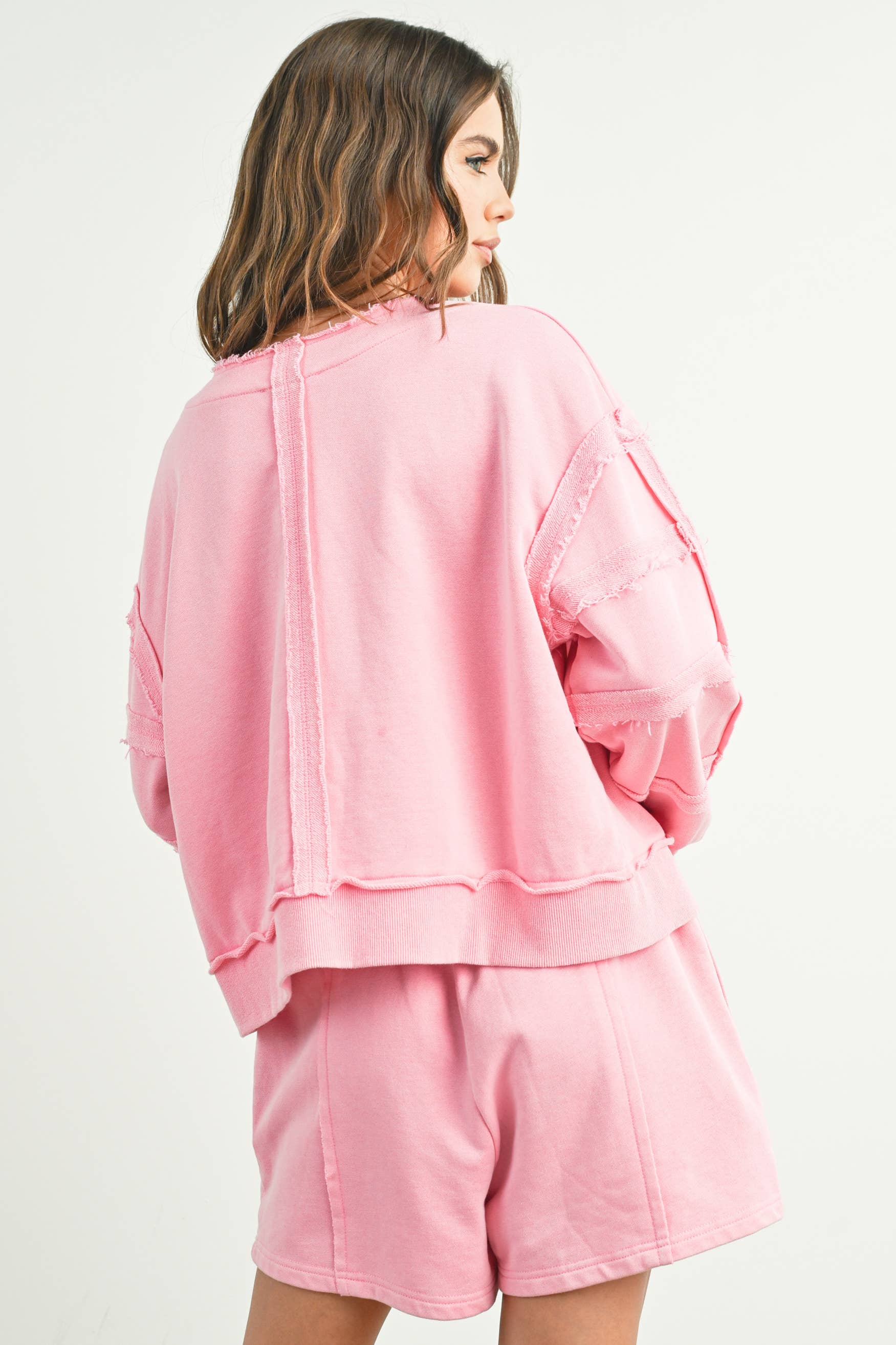 BUTTERMELON - Wholesale Sweatshirt - Women's - Washed French Terry Round Neck Pullover - BMT730115