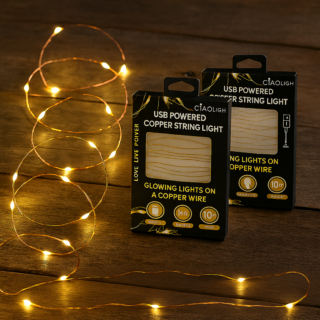 Infinite Basics – wholesale String lights – 2-Pack 10-Ft USB Powered Indoor/Outdoor LED Copper Wire String Light0