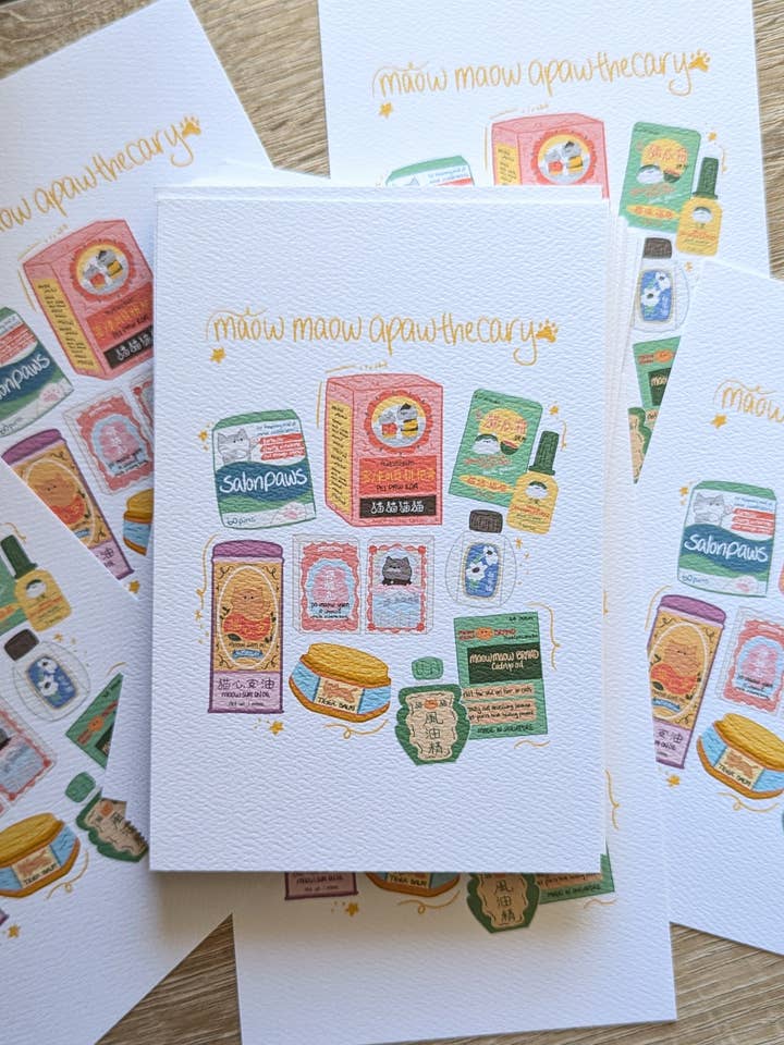 Traditional Chinese Medicine Art Print for wholesale by Fruit Cats Studio