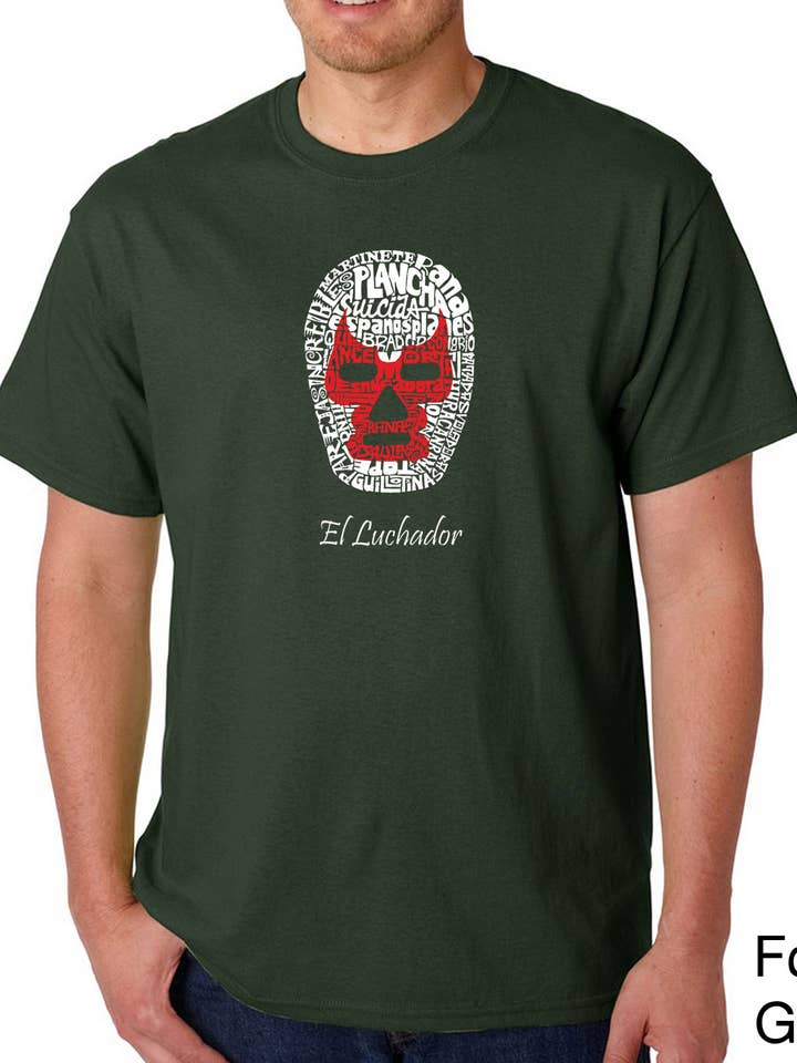 LA Pop Art - Wholesale Screen Printed T-Shirt - Men's - LA Pop Art Men's Word Art T-shirt - MEXICAN WRESTLING MASK3