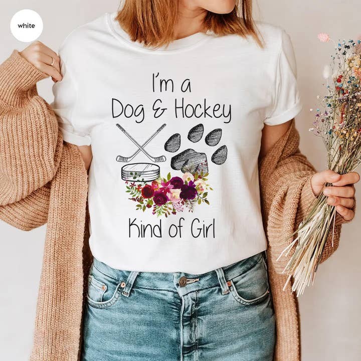 I'm A Dog & Hockey Kind Of Girl Shirt, Hockey Shirt, Dog Mom for wholesale by EagleAceApparel