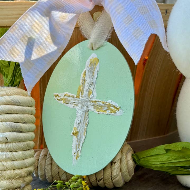 Geaux Magnolia - Wholesale Ornament - Cross Easter Basket Tag Ornament Spring Religious Decor13