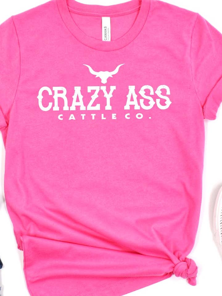 Crazy ass cattle co shirt roze voor wholesale door Buckin Barn Wholesale