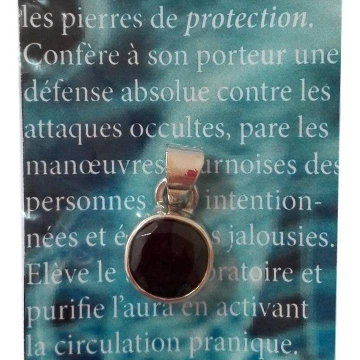 Faceted Black Spinel Silver Circle Pendant for wholesale by WLM