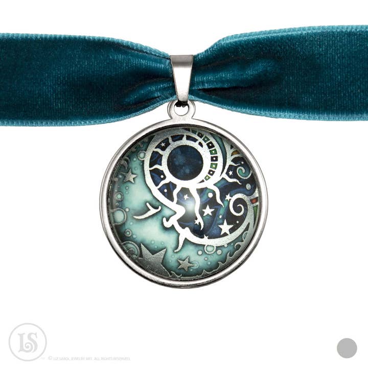 Man in the Moon Choker, zilverkleurig, glas/roestvrij voor wholesale door Liz Sabol Jewelry Art