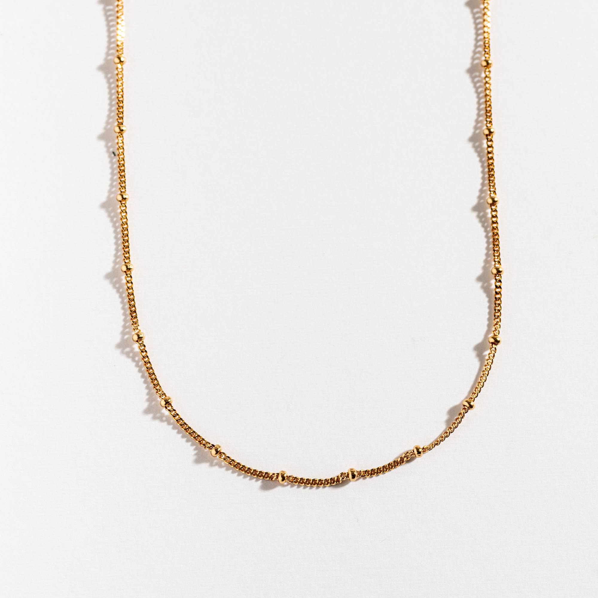 Claire Hill Designs – wholesale Link & chain necklace – Satellite Beaded Gold Chain Necklace0