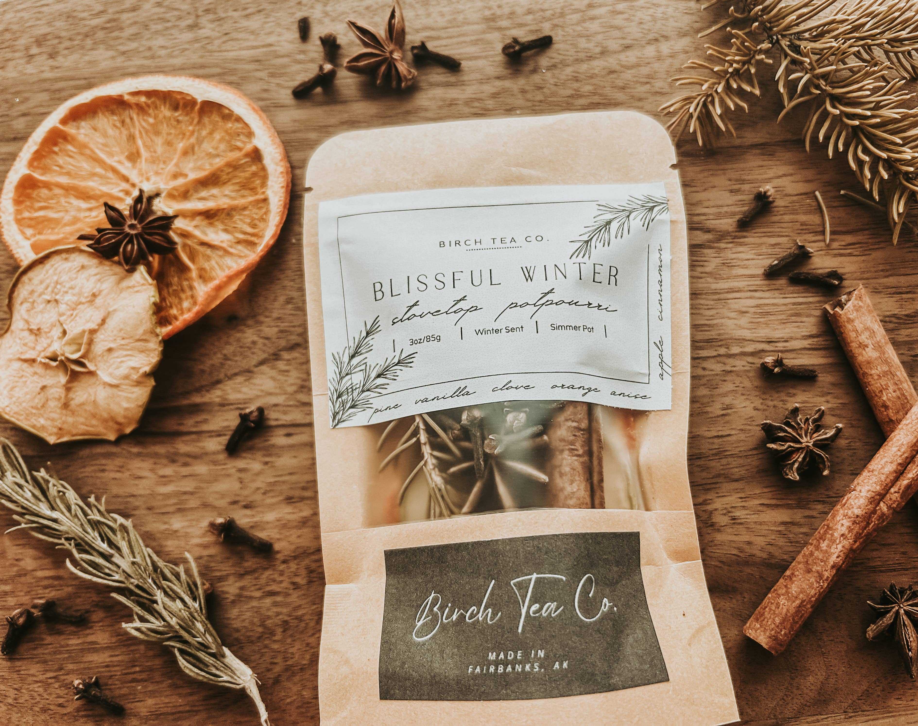 Birch Tea Co. – Pot-pourri por atacado – Kit de Potpourri Blissful Winter para Fogão - Fragrância nostálgica6