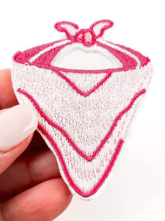 Pink Bandana Patch Embroidered Iron-On Patch Cowgirl Trucker for wholesale by Field Trip Threads
