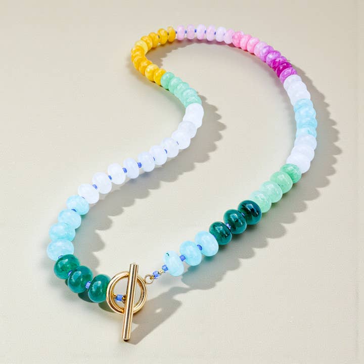 Bold Gemstone Beaded Necklace Rainbow Quartz for wholesale by ETHICGOODS