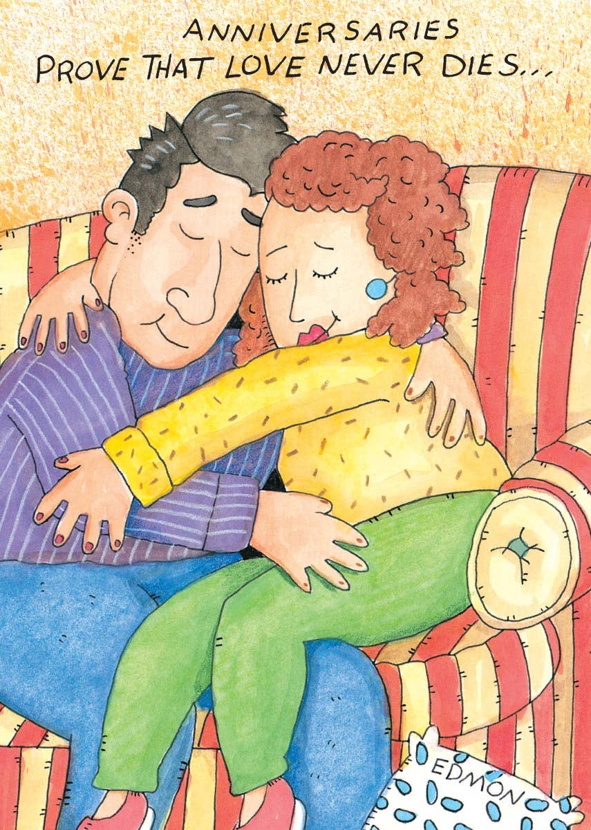 Oatmeal Studios - Vente Cartes d'anniversaire - Carte d'anniversaire Love Falls Asleep - 17772