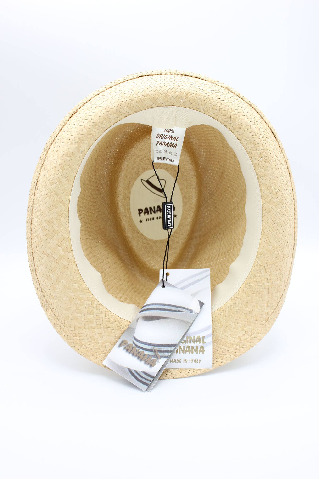 Hologramme Paris – Großhandel Strohhut – Herren – Panama Original Strohhut mit kontrastierendem Lederband3