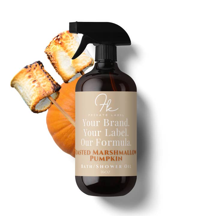Toasted Marshmallow + Pumpkin Shower Oil for wholesale by FK Private Label Labs
