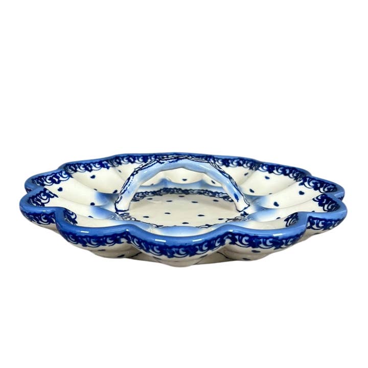 Plate, Round, Egg Plate, 8.75" Bunny in "Blue Speckled" by Galia | GT14-PKN for wholesale by Polish Pottery Outlet