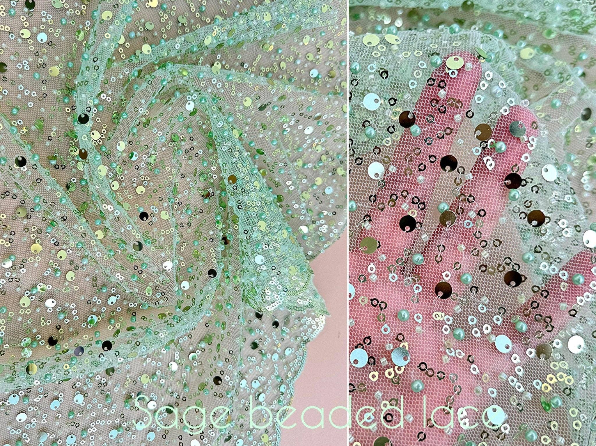 GalaTextile – Engroshandel Stofbolt – Luksuriøst brudepaliet- og perlebroderet blonde stof pr. meter med glimt9