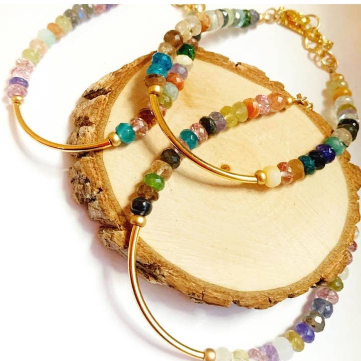 Mixed Crystal Bracelet Gem Stone Jewelry Stacking Bracelet for wholesale by Etymology Jewelry