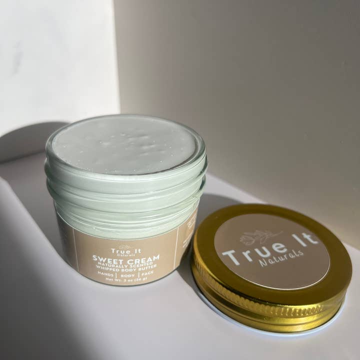 True It Naturals - Wholesale Body Balm/Butter - Organic Sweet Cream Body Butter - Glass Jar - Vegan