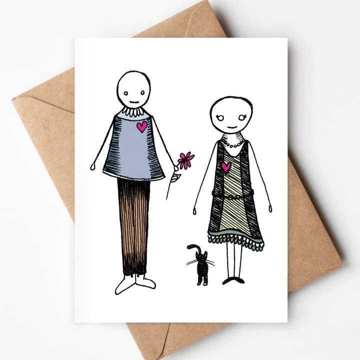 I Love You Couple Eco-friendly Card - Anniversary, Valentine for wholesale by Jenna's Doodles