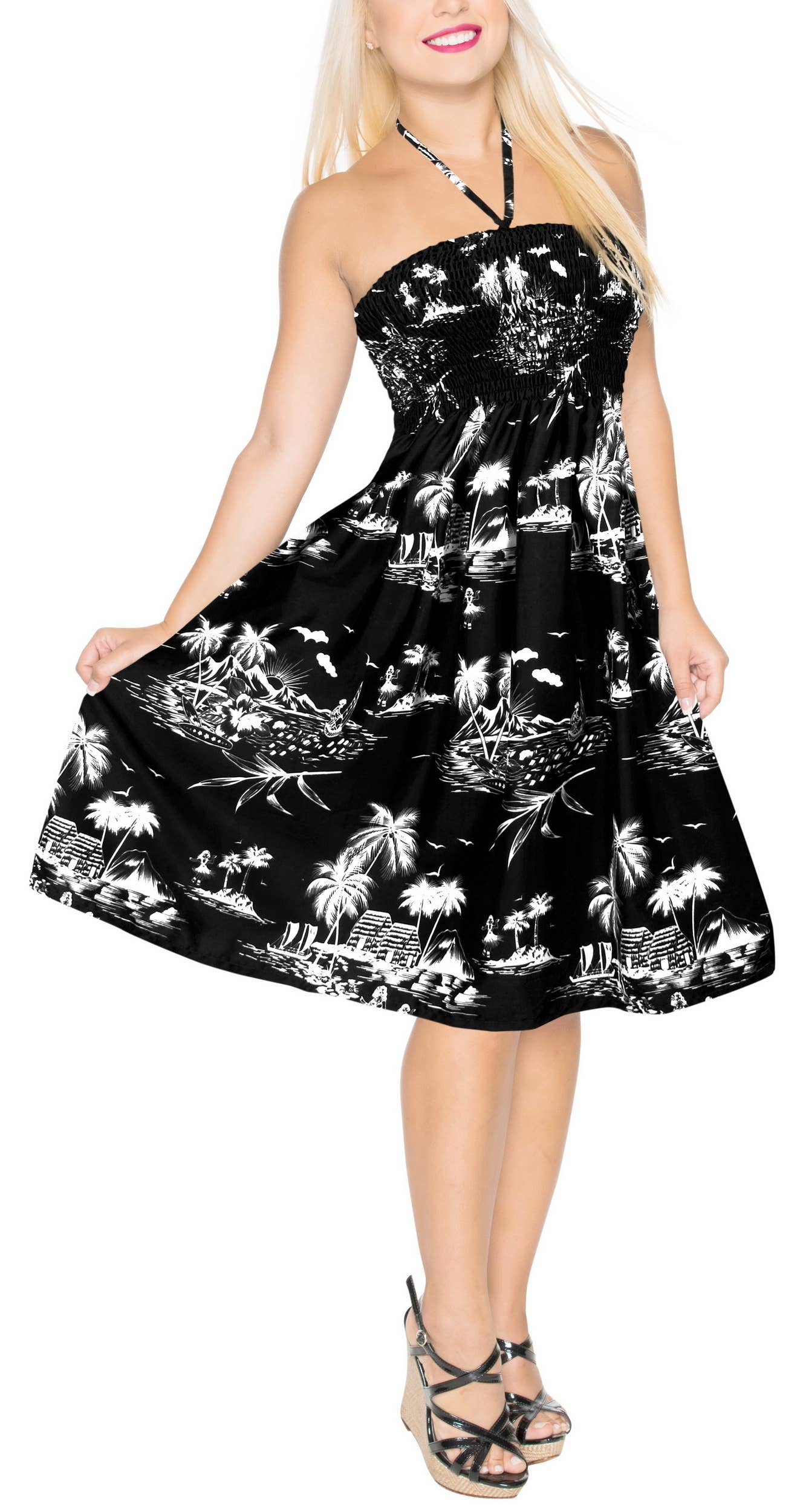 LA LEELA Women Sleeveless Evening Dress L-XL Jet Black-AB377 for wholesale on Faire2