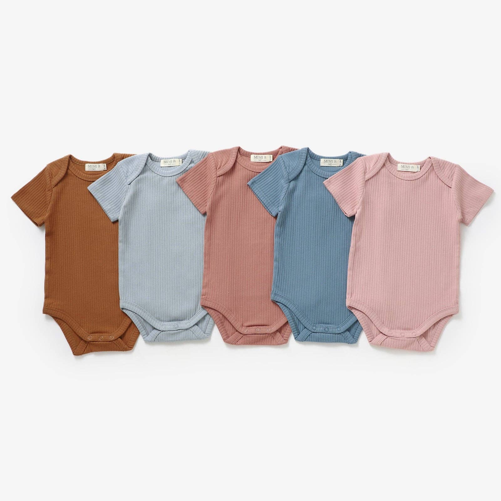 Mimi & Me - Wholesale Bodysuit (Non-Footed) - Baby - Short sleeved organic cotton bodysuit- The Bobbi- Dusty Blue1