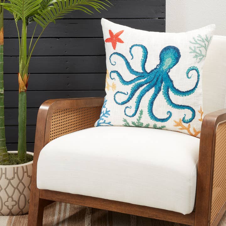 Octopus Design Throw Pillow for wholesale by Saro Lifestyle