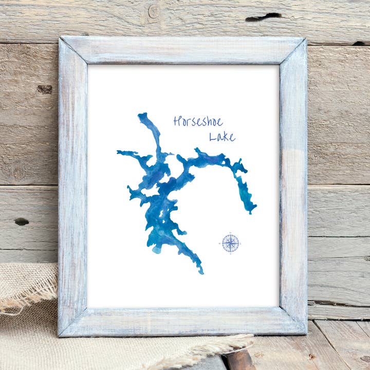 Horseshoe Lake/Akvarell Konsttryck för wholesale av Heirloom Island