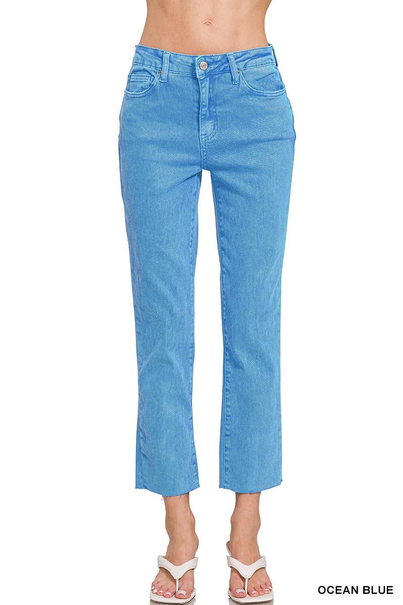 42POPS – wholesale Jeans - Dam – SI-26532 Syra Tvättade Högmidjade Croppade Raka Byxor7