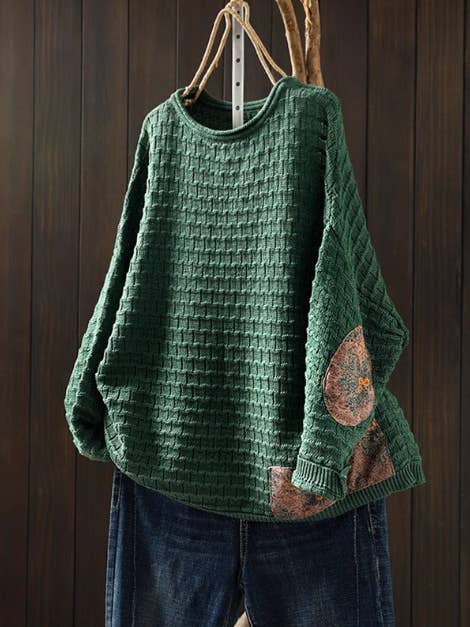 Vintage Patchwork Cotton Knit Sweater for Women for wholesale by Whisper Mint