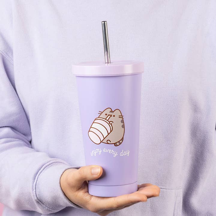 PUSHEEN MOMENTS STEEL TUMBLER WITH STRAW for wholesale by Grupo Erik USA LLC