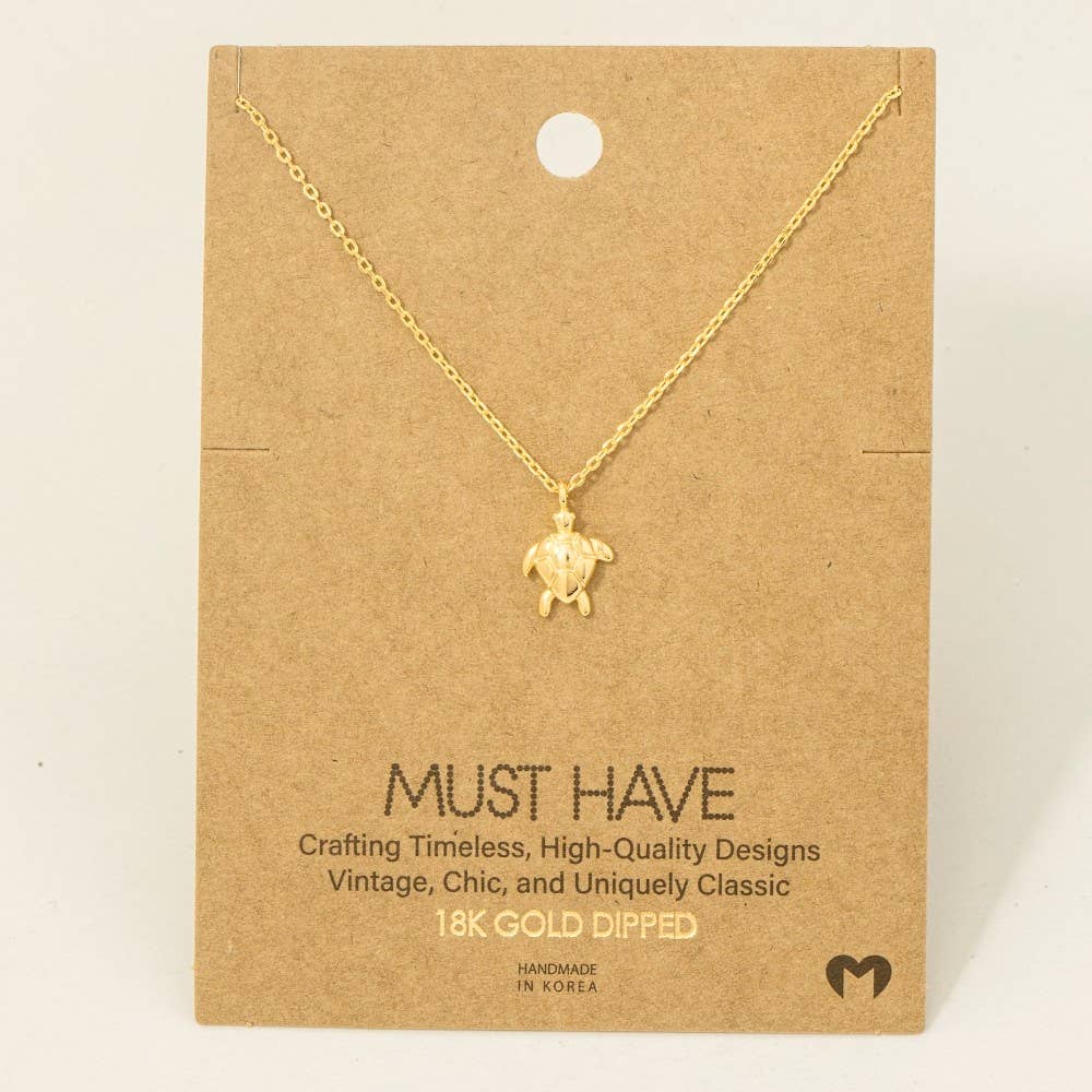 Fame Accessories - Wholesale Pendant/Charm Necklace - Gold Dipped Turtle Pendant Necklace1