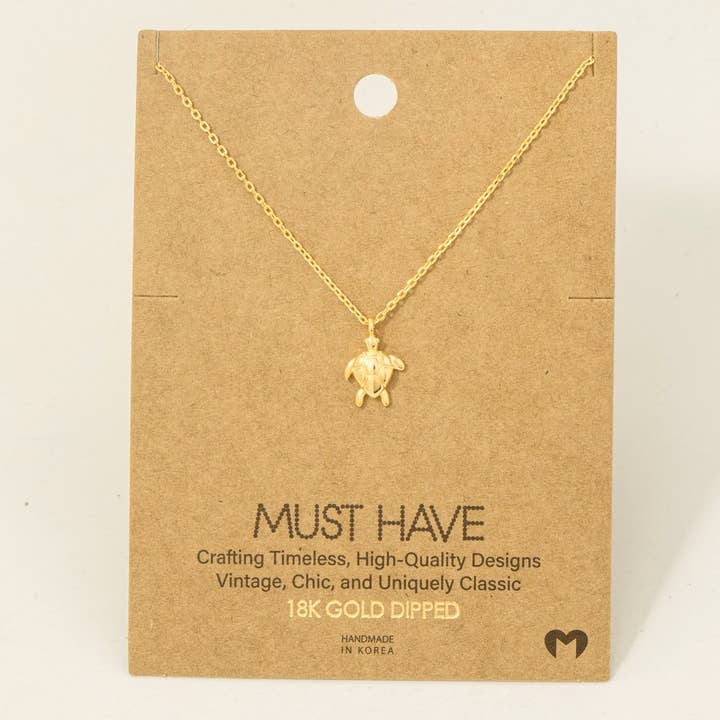 Fame Accessories - Wholesale Pendant/Charm Necklace - Gold Dipped Turtle Pendant Necklace1