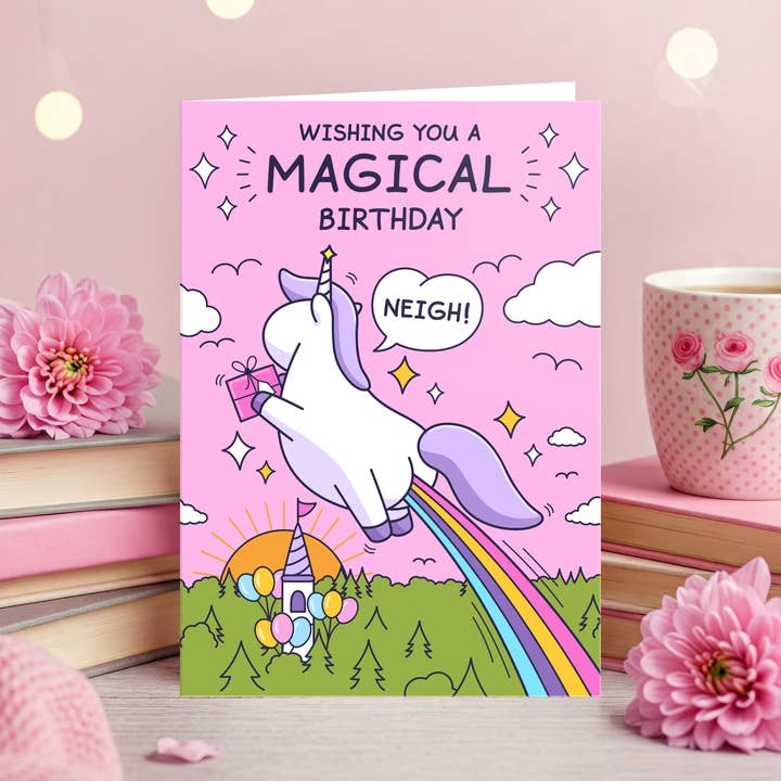 Cheeky Legends - Wholesale Birthday Card - Cute Birthday Card For Girl - Magic Unicorn Rainbow2