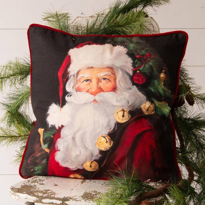 Pillow - Classic Santa, Red Velvet On Reverse Side (Pk/02) for wholesale by Audrey's Home & Gift