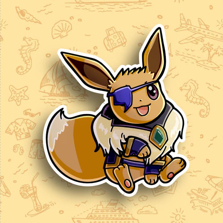 Colour Me Fun - Wholesale Sticker - Eevee Pirate Pokemon Vinyl Sticker