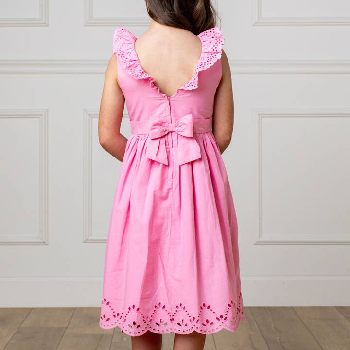 Classic Pink Organic Ruffle Collar Party Dress for wholesale on Faire5