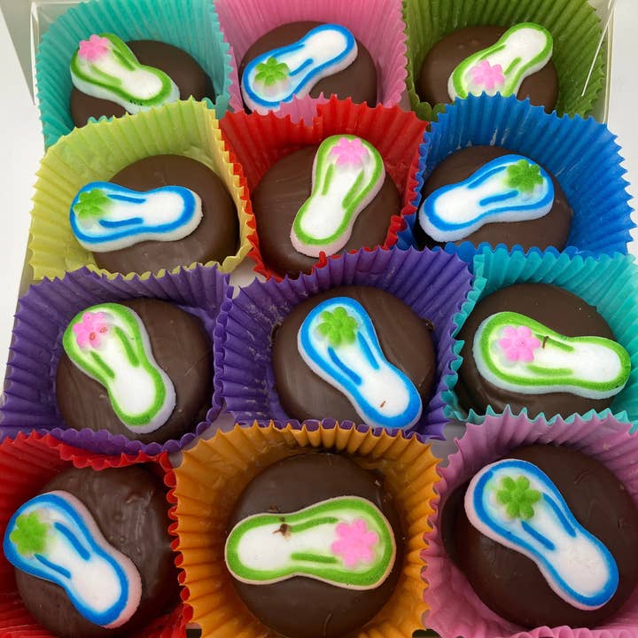 Beach, Summer and Flip Flop Oreo's Box of 24 for wholesale by Bear Creek Candy Kitchen