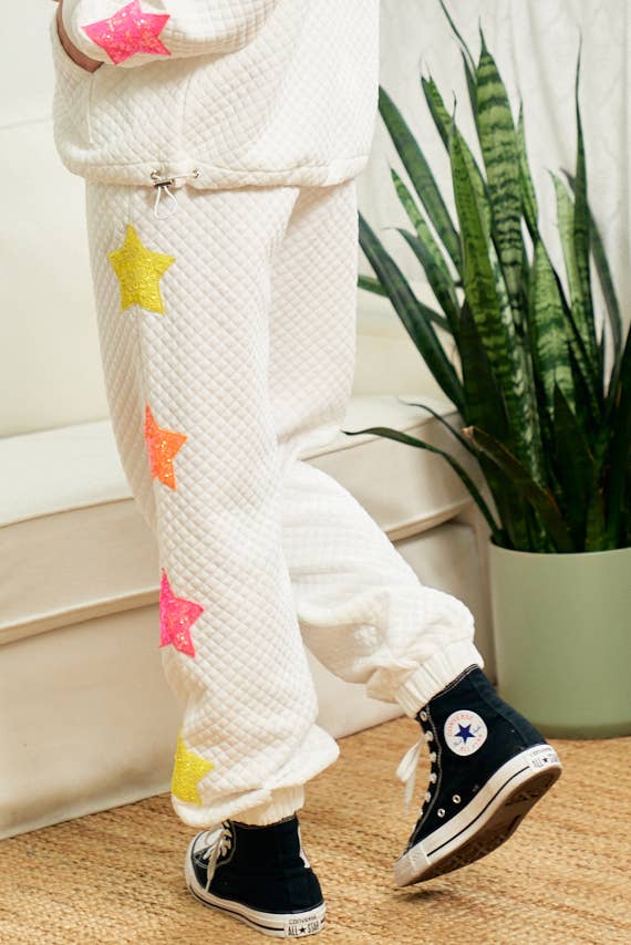 Main Strip - Wholesale Lounge Sweatpants/Joggers - Women's - Multi Sequin Star Quilted Jogger