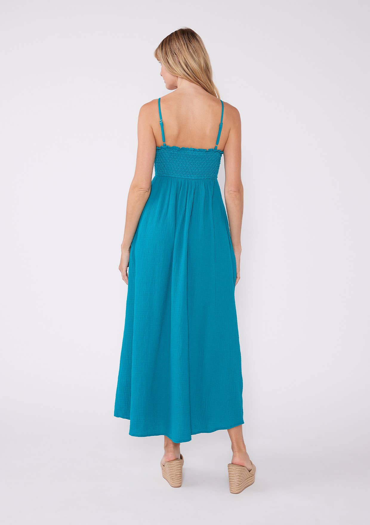 Lovestitch - Vente Robe – femme - Robe longue smockée sans manches en coton7