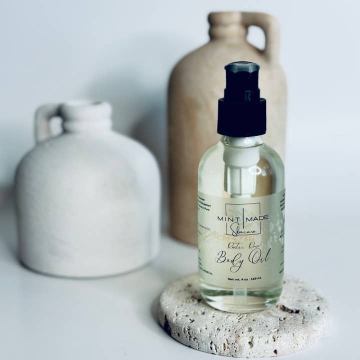 Natural Luxe Body Oil | Fast Absorbing Oil w/ Kalahari Melon for wholesale by Mint Made Artisan Soaps and Holistic Skincare