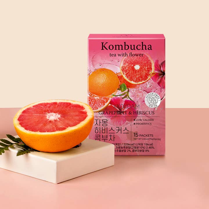 KKOKDAM Premium Flower Tea - Wholesale Powdered health drink - Flower Kombucha Tea (15 Packets) - Grapefruit&Hibiscus6