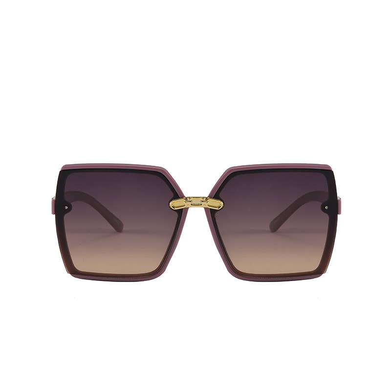 Prime Opticals – wholesale Sunglasses – Women's – F3222, Oversized Square Frame With Gold Decor Arm Sunglasses1